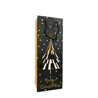 Cadeautas Zwart Merry Christmas Kerstboom 12,8x8,4x36cm