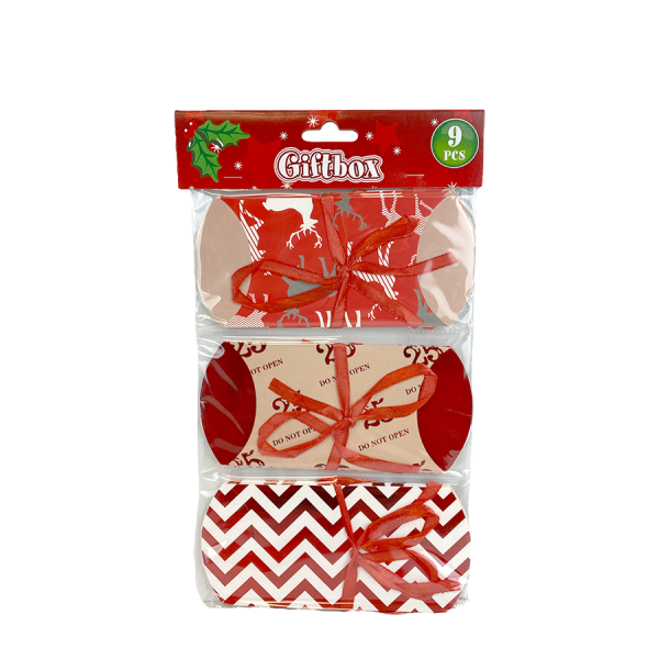 Geschenkdoos Kerst Rood 12x6cm 9 stuks