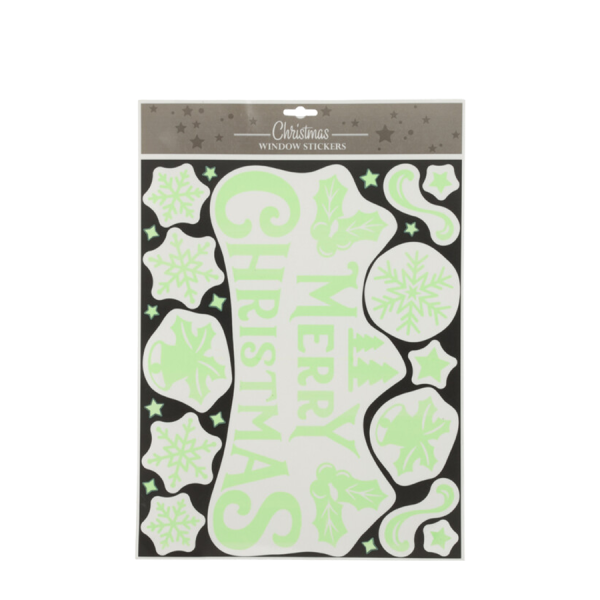 Raamstickers Glow In The Dark Merry Christmas