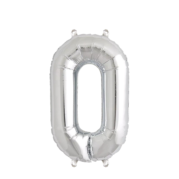 Ballon Folie Cijfer 0 Zilver 35cm