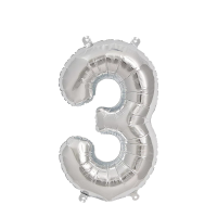 Ballon Folie Cijfer 3 Zilver 35cm