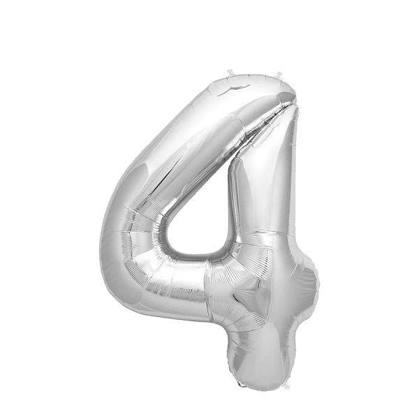 Ballon Folie Cijfer 4 Zilver 35cm