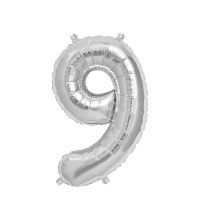 Ballon Folie Cijfer 9 Zilver 35cm