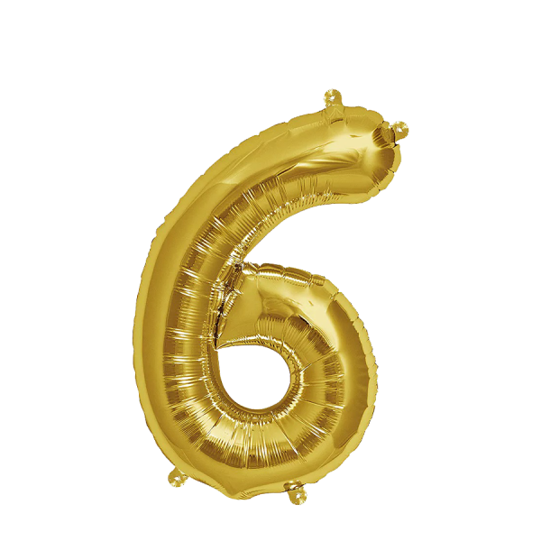 Ballon Folie Cijfer 6 Goud 35cm