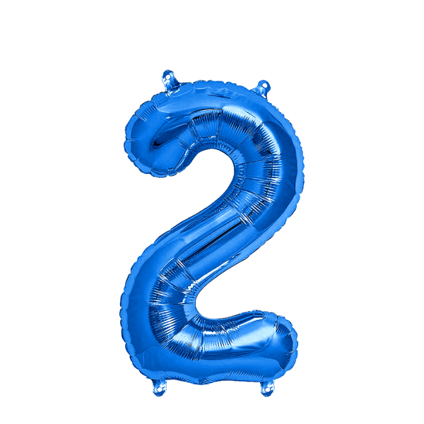 Ballon Folie Cijfer 2 Blauw 35cm