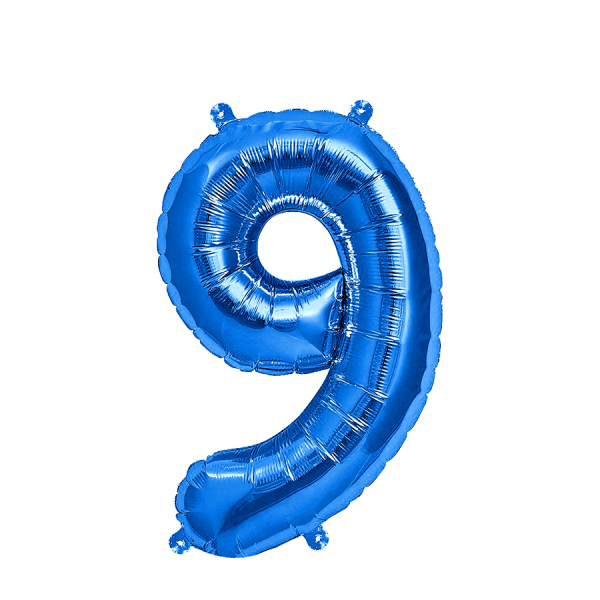 Ballon Folie Cijfer 9 Blauw 35cm