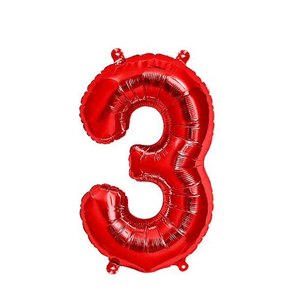 Ballon Folie Cijfer 3 Rood 35cm