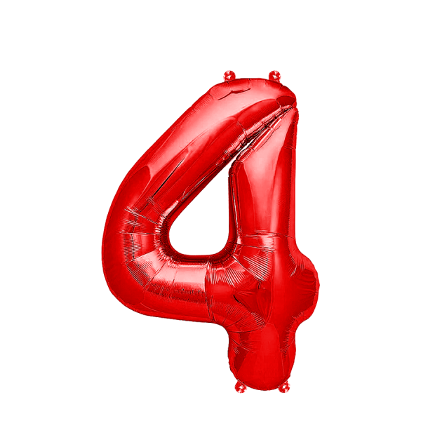Ballon Folie Cijfer 4 Rood 35cm