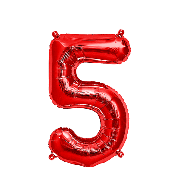 Ballon Folie Cijfer 5 Rood 35cm