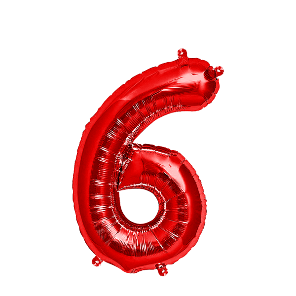 Ballon Folie Cijfer 6 Rood 35cm