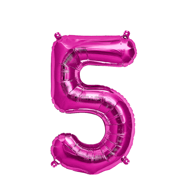 Ballon Folie Cijfer 5 Roze 35cm