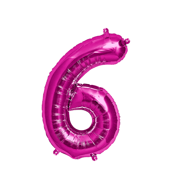Ballon Folie Cijfer 6 Roze 35cm