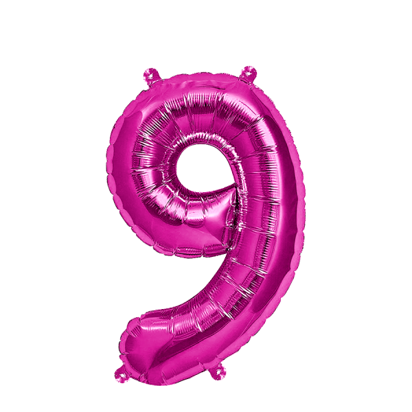 Ballon Folie Cijfer 9 Roze 35cm