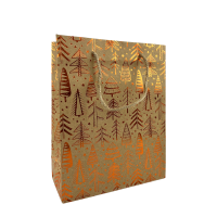 Cadeautas Small Kraft Kerstboom Koper 18x8x23cm