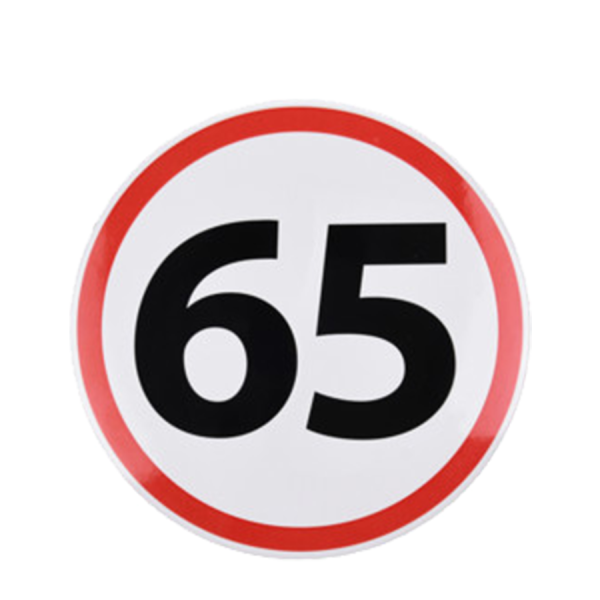 Button Verkeersbord 65 Jaar Ø15cm