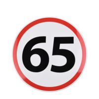 Button Verkeersbord 65 Jaar Ø15cm