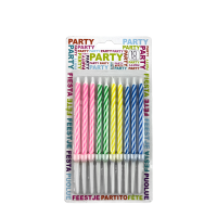 Verjaardagskaarsen Wit Gekleurde Streep 10-delig