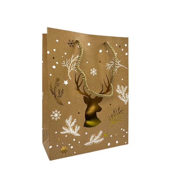 Cadeautas Medium Kraftlook Rendier 18x8x24cm