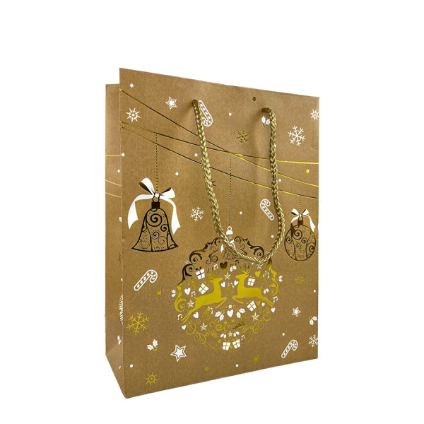 Cadeautas Medium Kraftlook Kerstornament 18x8x24cm