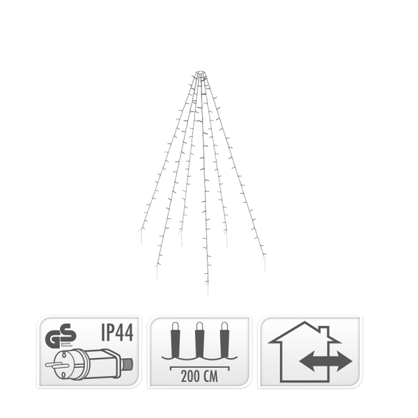 Vlaggenmast Verlichting Warm Wit 120 Leds 120cm