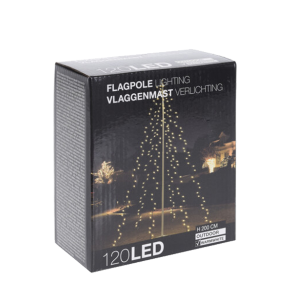 Vlaggenmast Verlichting Warm Wit 120 Leds 120cm