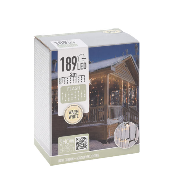 Lichtgordijn Flashing LED Warm Wit 189 Leds 200x70cm
