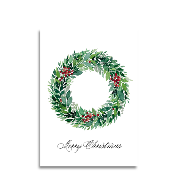 Art by Andu Wenskaart Christmas Wreath