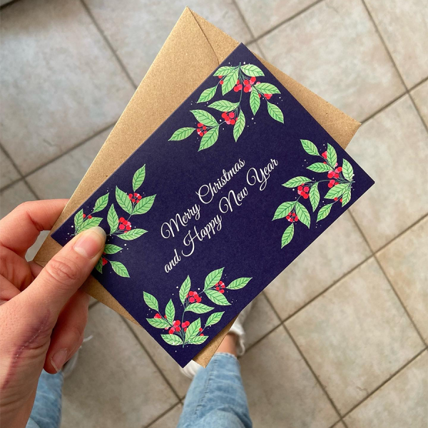 Art by Andu Wenskaart Christmas Blue