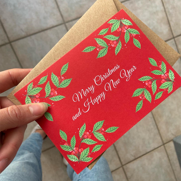 Art by Andu Wenskaart Christmas Red