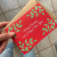 Art by Andu Wenskaart Christmas Red