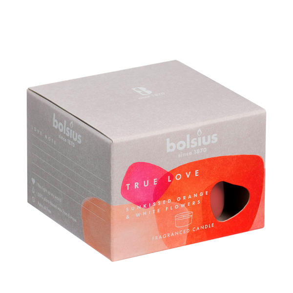 Bolsius Geurglas True Love Sunkiss Orange & White Flowers 63/90mm