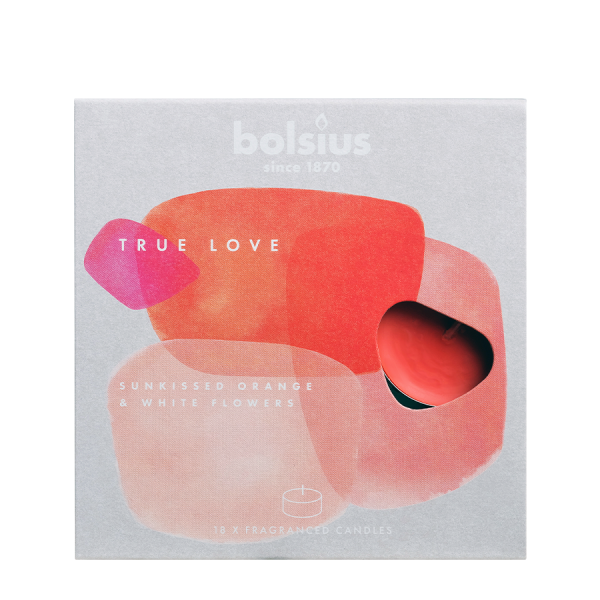 Bolsius Geurtheelicht True Love Sunkiss Orange & White Flowers 18 stuks