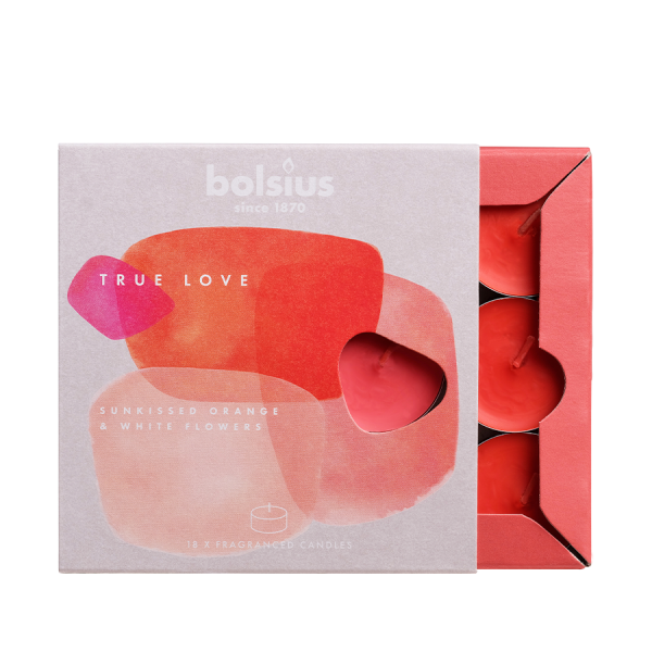 Bolsius Geurtheelicht True Love Sunkiss Orange & White Flowers 18 stuks