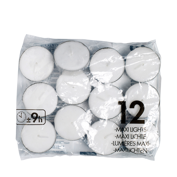 Bolsius Maxi Theelichten 9 uur 12 stuks