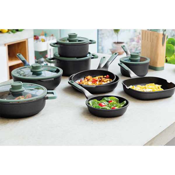 BergHOFF Leo Steelpan Met Deksel Groen Ø18cm