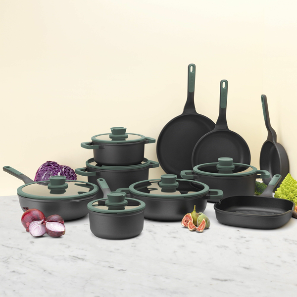 BergHOFF Leo Steelpan Met Deksel Groen Ø18cm