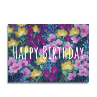 Art by Andu Wenskaart Flower Field Pink