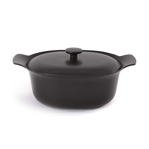 BergHOFF Ron Kookpot Ovaal Met Deksel Gietijzer Zwart 28x22cm