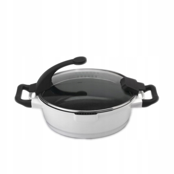 BergHOFF Virgo Sauteerpan 2 Handvaten Met Deksel Wit Ø28cm