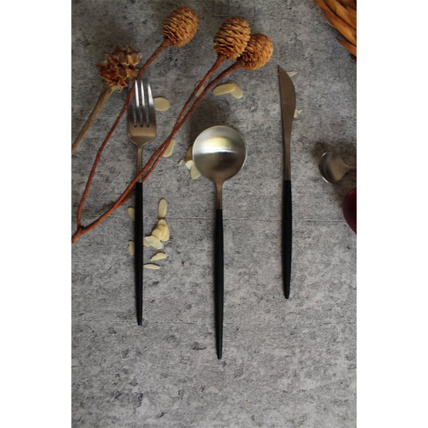 Gemeo Bestekset Serwa Zwart/Zilver Mat 16-delig