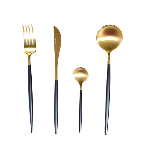 Gemeo Bestekset Serwa Zwart/Goud Mat 16-delig