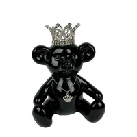 J-Line Beer Met Kroon Zwart 15x10x18cm