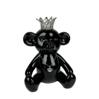 J-Line Beer Met Kroon Zwart 19x13x26cm