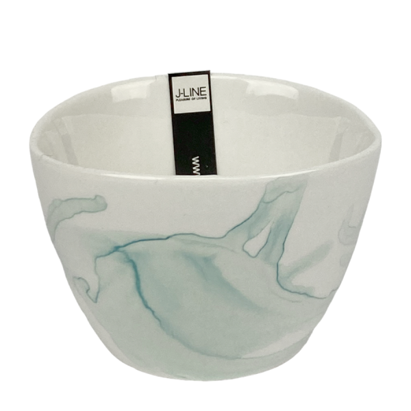 J-line Schaaltje Marmer Blauw Ø9x6cm