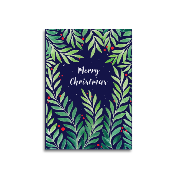 Art by Andu Wenskaart Christmas Leaves