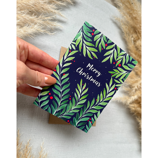 Art by Andu Wenskaart Christmas Leaves