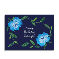 Art by Andu Wenskaart HBD Blue Flowers