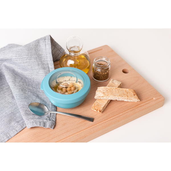 Amuse Life Snack Bowl Met Deksel Blauw 200ml