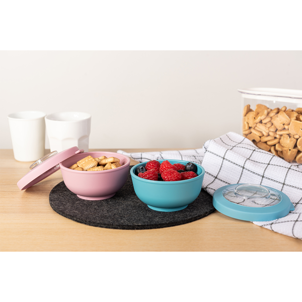 Amuse Life Snack Bowl Met Deksel Blauw 200ml