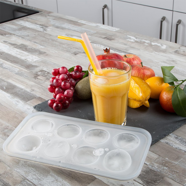 Levivo Ijsblokjesvorm Siliconen Halve Cirkel 8 Blokjes Wit